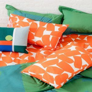 RARE - Sheet set, fitted and top sheet - Full/Queen - Dusen Dusen Orange Stones